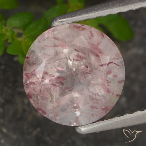 1.72ct Natural Rosado claro Cuarzo fresa, Redondo, Translúcido