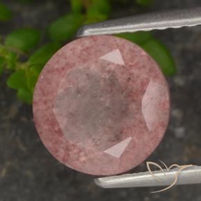 Cuarzo fresa Rosado medio natural de 2.00 ct, Redondo, Translúcido