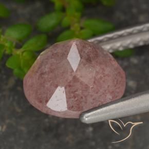 Cuarzo fresa Rosado medio natural de 2.00 ct, Redondo, Translúcido