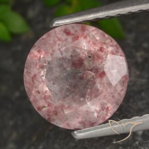 Cuarzo fresa Rosa rosado natural de 1.89 ct, Redondo, Translúcido