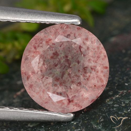 1.79ct Natural Rosa rosado Cuarzo fresa, Redondo, Translúcido
