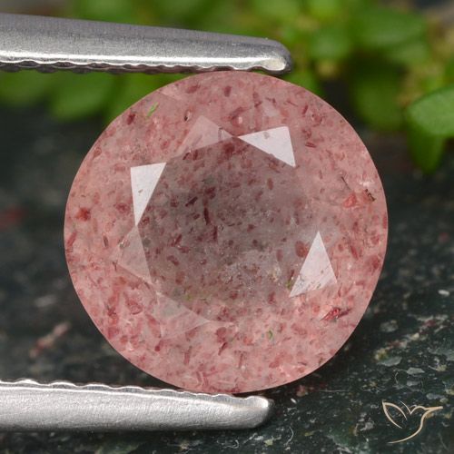 1.89ct Natural Rosa rosado Cuarzo fresa, Redondo, Translúcido