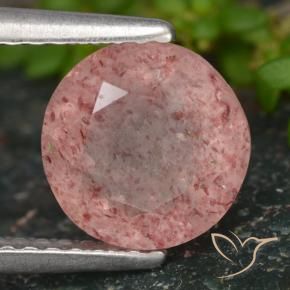 Cuarzo fresa Rosa rosado natural de 1.89 ct, Redondo, Translúcido