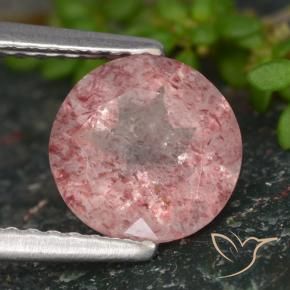 Cuarzo fresa Tono rosado natural de 1.66 ct, Redondo, Translúcido