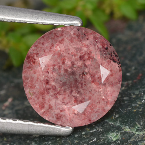 Cuarzo fresa rosa natural de 1,97 ct, corte redondo, translúcido