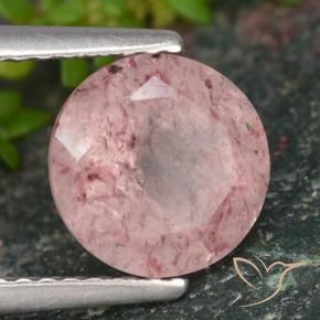 Cuarzo fresa Rosado coral natural de 1.98 ct, Redondo, Translúcido