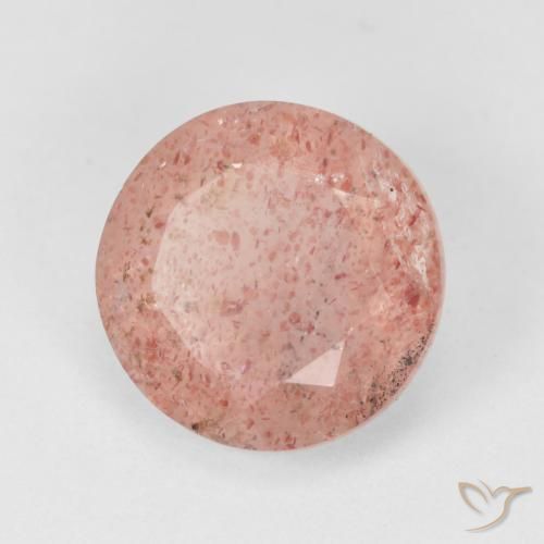 Cuarzo fresa Rosado naranja natural de 4.43 ct, Redondo, Translúcido