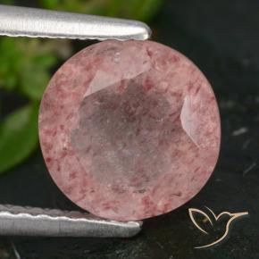 Cuarzo fresa Rosado medio natural de 2.00 ct, Redondo, Translúcido