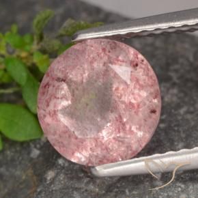 Cuarzo fresa Rosado medio natural de 1.75 ct, Redondo, Translúcido