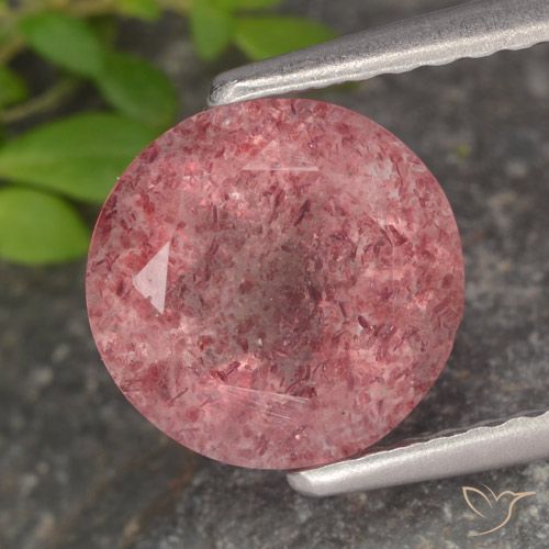 1.79ct Natural Rosa rosado Cuarzo fresa, Redondo, Translúcido