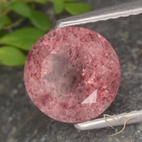 Cuarzo fresa Rosa rosado natural de 1.79 ct, Redondo, Translúcido