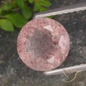 Cuarzo fresa Rosado medio natural de 1.61 ct, Redondo, Translúcido