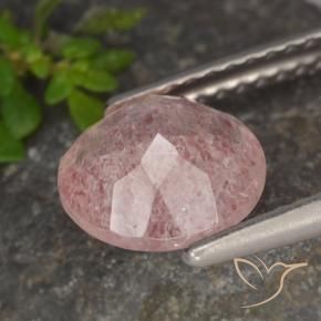 Cuarzo fresa Rosado medio natural de 1.61 ct, Redondo, Translúcido