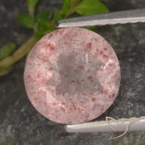 Cuarzo fresa Rosado claro natural de 1.89 ct, Redondo, Translúcido