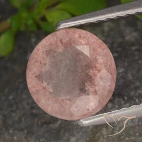 Cuarzo fresa Rosado medio natural de 1.72 ct, Redondo, Translúcido