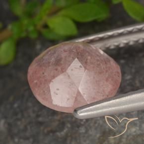 Cuarzo fresa Rosado medio natural de 1.72 ct, Redondo, Translúcido