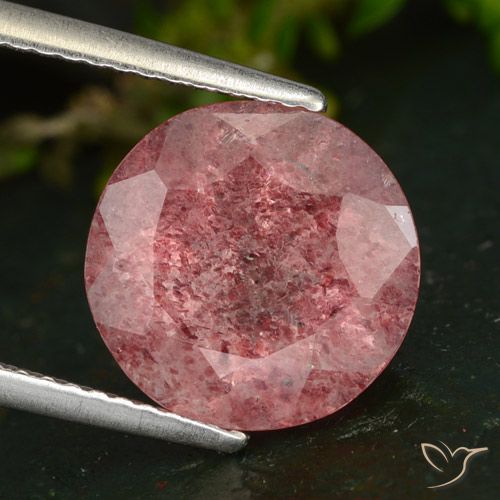 4.31ct Natural Rosa oscuro Cuarzo fresa, Redondo, Translúcido