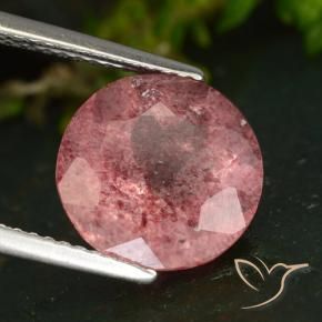 Cuarzo fresa Rosa oscuro natural de 4.31 ct, Redondo, Translúcido