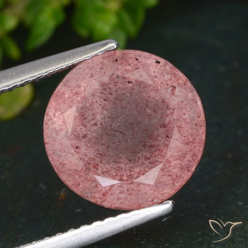 4.84ct Natural Rosa oscuro Cuarzo fresa, Redondo, Translúcido