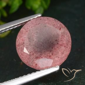Cuarzo fresa Rosa oscuro natural de 4.84 ct, Redondo, Translúcido
