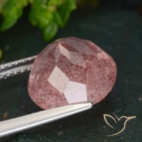 Cuarzo fresa Rosa oscuro natural de 4.84 ct, Redondo, Translúcido