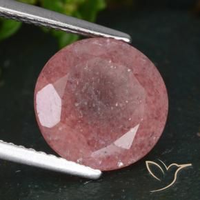 Cuarzo fresa Rosado oscuro medio natural de 4.76 ct, Redondo, Translúcido
