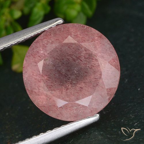 4.31ct Natural Rosa rosado Cuarzo fresa, Redondo, Translúcido