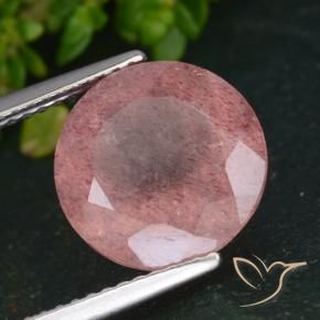 Cuarzo fresa Rosa rosado natural de 4.31 ct, Redondo, Translúcido