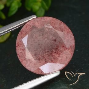 Cuarzo fresa Rosa oscuro natural de 4.29 ct, Redondo, Translúcido