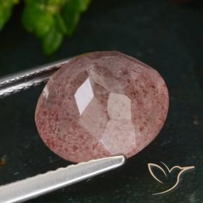 Cuarzo fresa Rosa oscuro natural de 4.29 ct, Redondo, Translúcido