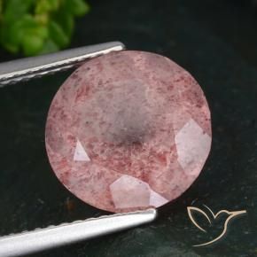Cuarzo fresa Rosa rosado natural de 4.14 ct, Redondo, Translúcido