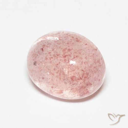 Cuarzo fresa Rosado claro natural de 3.40 ct, Ovalada, Translúcido