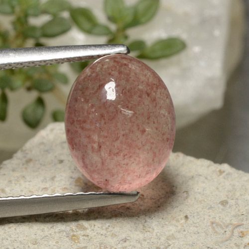 3.57ct Natural Rosado rosa intenso cuarzo fresa, Ovalada, Translúcido
