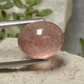 Cuarzo fresa Rosado rosa intenso natural de 3.57 ct, Ovalada, Translúcido