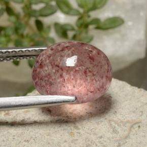 Cuarzo fresa Rosa rosado natural de 3.67 ct, Ovalada, Translúcido