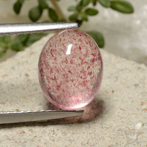 3.32ct Natural Rosado medio cuarzo fresa, Ovalada, Translúcido