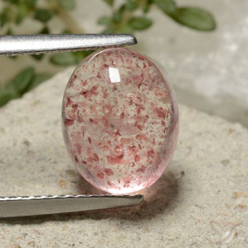 3.80ct Natural Rosado medio cuarzo fresa, Ovalada, Translúcido