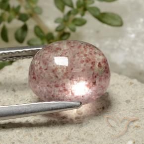 Cuarzo fresa Rosado medio natural de 3.80 ct, Ovalada, Translúcido