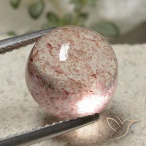Cuarzo fresa Rosado claro natural de 5.18 ct, Redondo, Translúcido