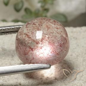 Cuarzo fresa Rosado claro natural de 5.18 ct, Redondo, Translúcido