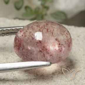 Cuarzo fresa Rosado claro medio natural de 4.49 ct, Ovalada, Translúcido