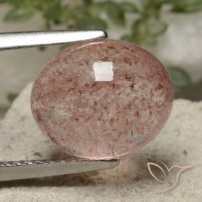 Cuarzo fresa Rosado claro natural de 4.63 ct, Ovalada, Translúcido