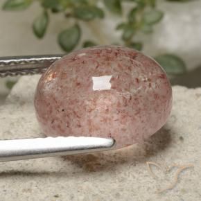 Cuarzo fresa Rosado claro natural de 4.63 ct, Ovalada, Translúcido
