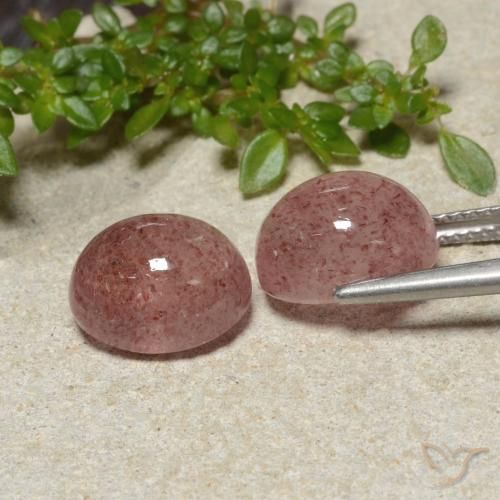 Gemas de Cuarzo fresa Rosado medio natural de 10.08 ct, Ovalada, Translúcido