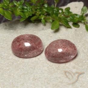 Gemas de Cuarzo fresa Rosa rosado natural de 9.10 ct, Ovalada, Translúcido