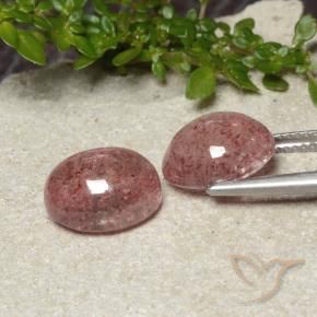 Gemas de Cuarzo fresa Rosa rosado natural de 9.10 ct, Ovalada, Translúcido