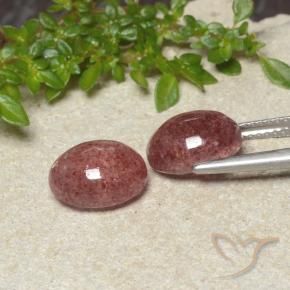 Gemas de Cuarzo fresa Rosa rosado natural de 6.51 ct, Ovalada, Translúcido
