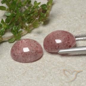 Gemas de Cuarzo fresa Rosado claro natural de 6.26 ct, Ovalada, Translúcido