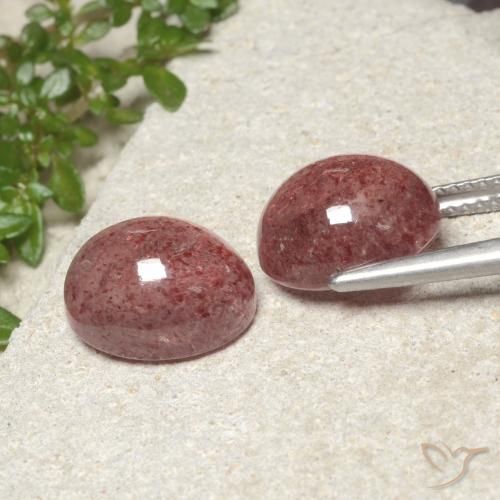Gemas de Cuarzo fresa Rosado medio natural de 9.40 ct, Ovalada, Translúcido