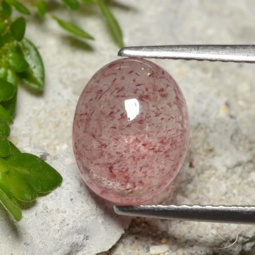 3.65ct Natural Rosado claro medio cuarzo fresa, Ovalada, Translúcido